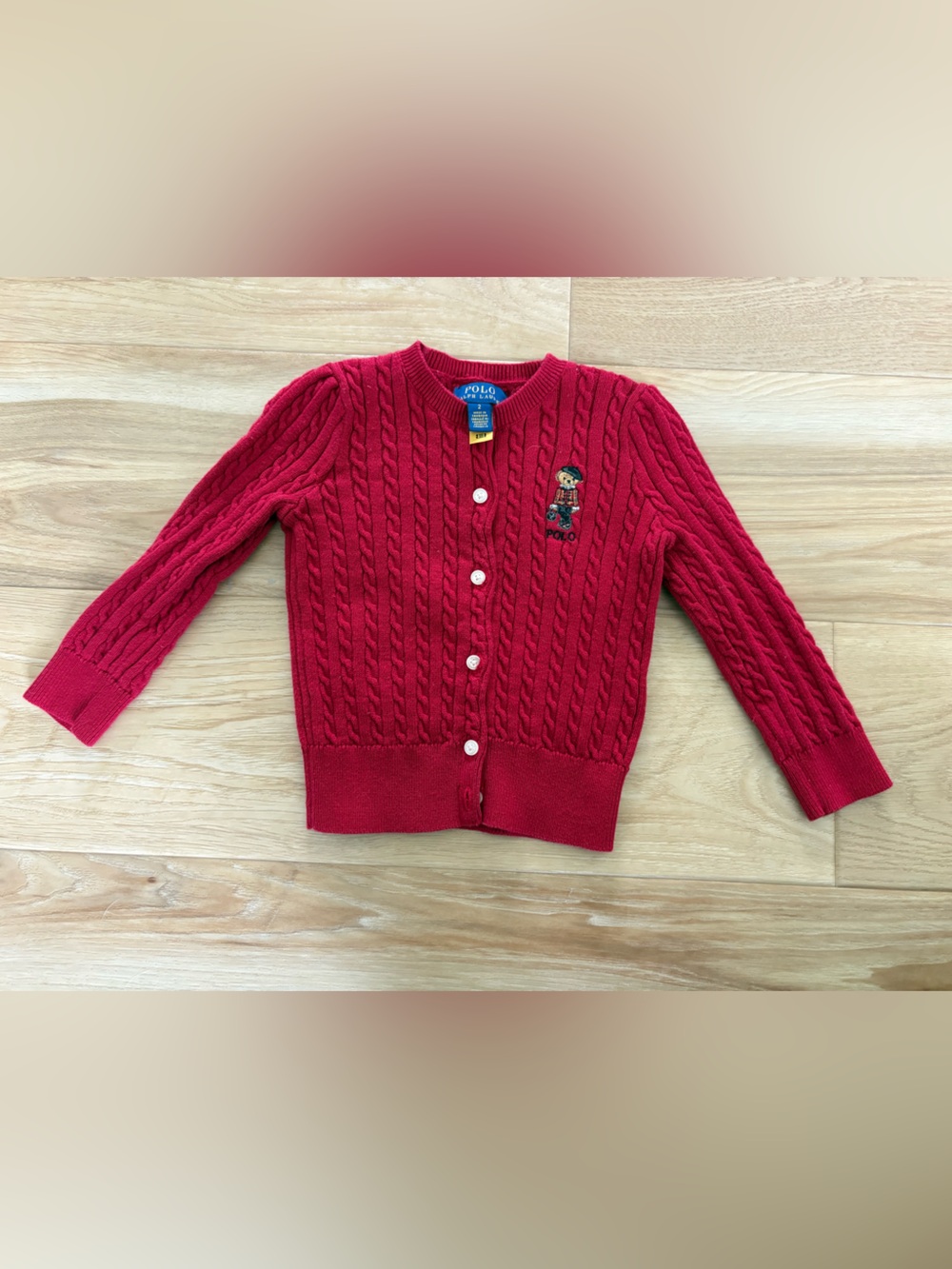 Polo by Ralph Lauren Girls' Red Cable-Knit Cardigan NWOT